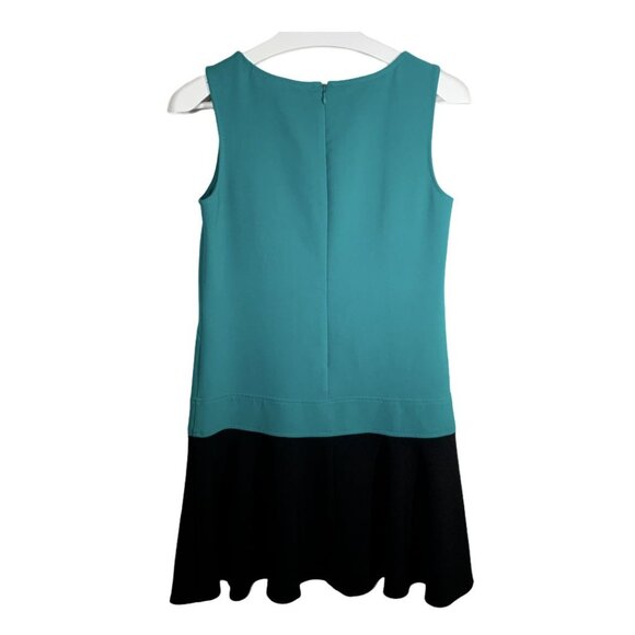 Loft Colorblock Sleeveless Mini Dress Green Black Size 2 Work Casual - Picture 2 of 7